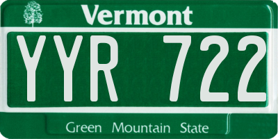 VT license plate YYR722