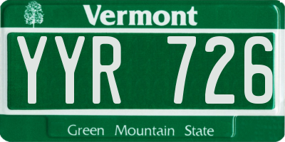 VT license plate YYR726
