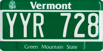 VT license plate YYR728