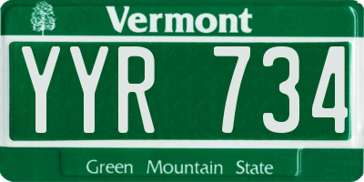 VT license plate YYR734