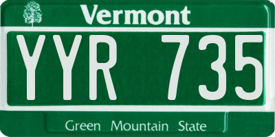 VT license plate YYR735