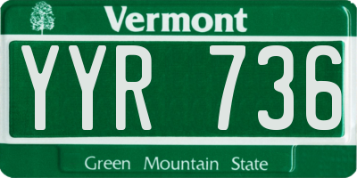VT license plate YYR736