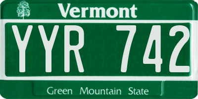 VT license plate YYR742
