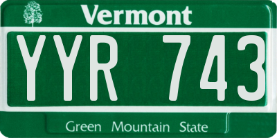 VT license plate YYR743