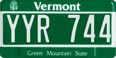 VT license plate YYR744