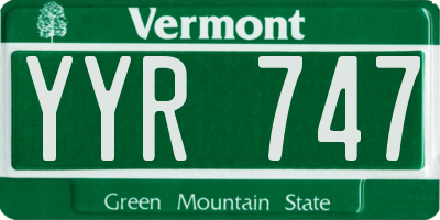 VT license plate YYR747