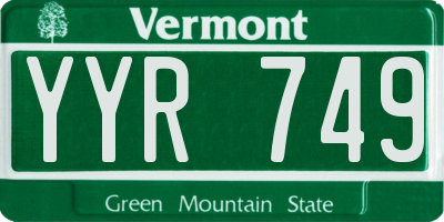 VT license plate YYR749