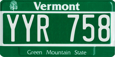 VT license plate YYR758