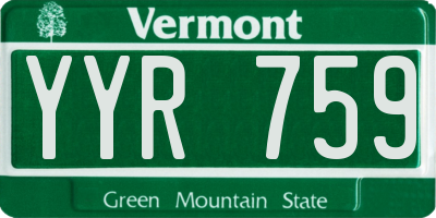 VT license plate YYR759