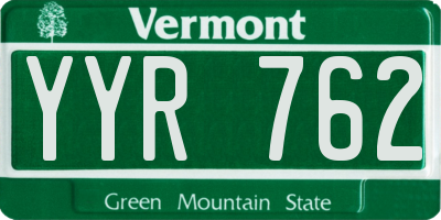 VT license plate YYR762