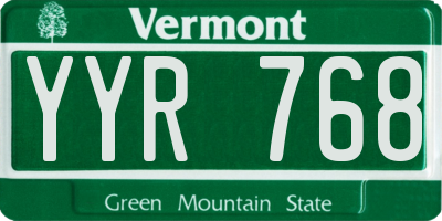 VT license plate YYR768