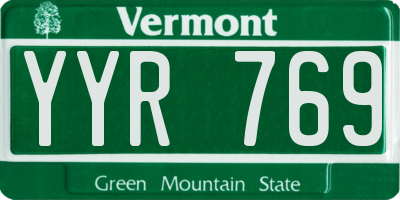 VT license plate YYR769