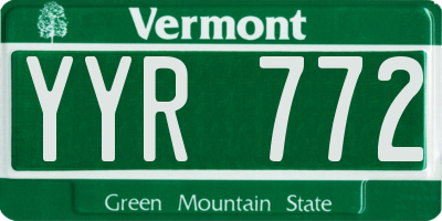 VT license plate YYR772