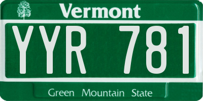 VT license plate YYR781