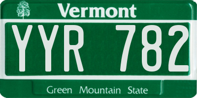 VT license plate YYR782