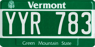 VT license plate YYR783