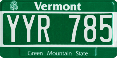 VT license plate YYR785