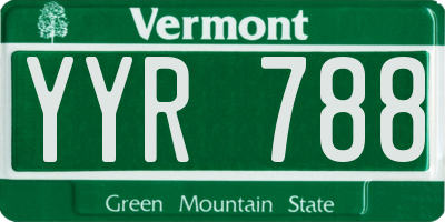 VT license plate YYR788