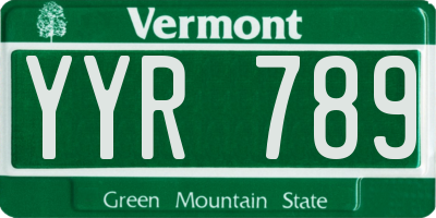 VT license plate YYR789
