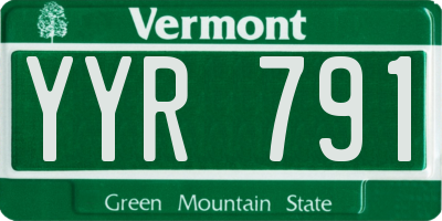 VT license plate YYR791