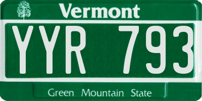 VT license plate YYR793
