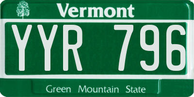 VT license plate YYR796