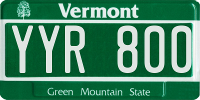 VT license plate YYR800