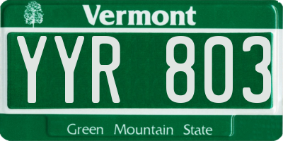 VT license plate YYR803