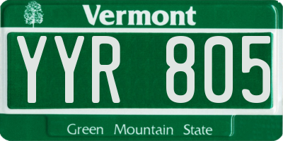 VT license plate YYR805