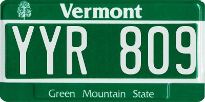 VT license plate YYR809
