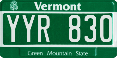 VT license plate YYR830