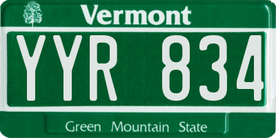 VT license plate YYR834