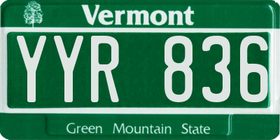 VT license plate YYR836