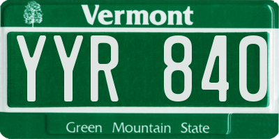 VT license plate YYR840