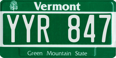 VT license plate YYR847