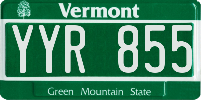 VT license plate YYR855