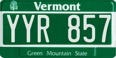 VT license plate YYR857