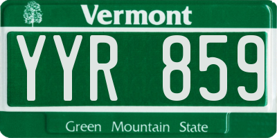 VT license plate YYR859