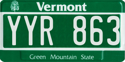 VT license plate YYR863