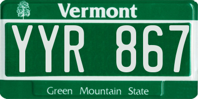 VT license plate YYR867