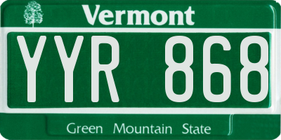 VT license plate YYR868