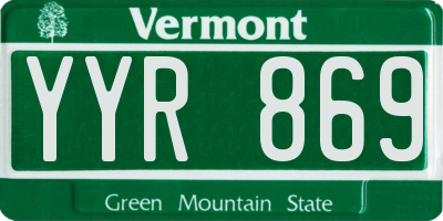 VT license plate YYR869