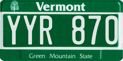 VT license plate YYR870