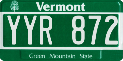 VT license plate YYR872