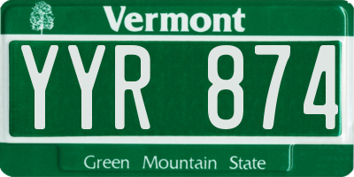 VT license plate YYR874