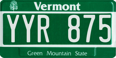 VT license plate YYR875