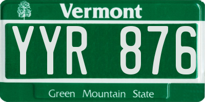 VT license plate YYR876