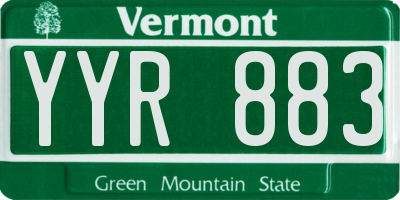 VT license plate YYR883