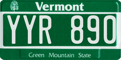 VT license plate YYR890