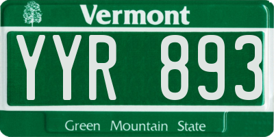 VT license plate YYR893